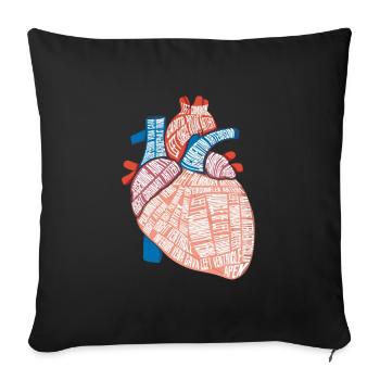 Herz Anatomie Biologe Herzschlag Medizin Geschenk - Sofakissen mit Füllung 45 x 45 cm - Schwarz - Vorne