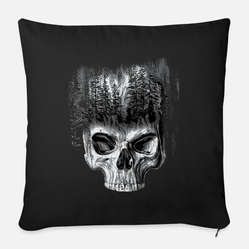 Forêt de crâne - Coussin et housse de 45 x 45 cm - noir