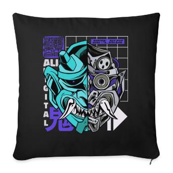 Oni Masque Hannya démon japonais Otaku pastel - Coussin et housse de 45 x 45 cm - noir - Devant