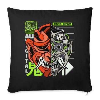 Oni Streetwear Hannya démon japonais Otaku 90s - Coussin et housse de 45 x 45 cm - noir - Devant