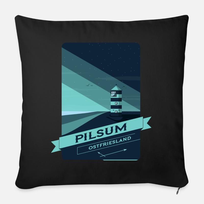 Phare de Pilsum - Coussin et housse de 45 x 45 cm - noir