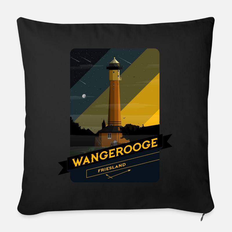 Leuchtturm Wangerooge - Sofakissen mit Füllung 45 x 45 cm - Schwarz