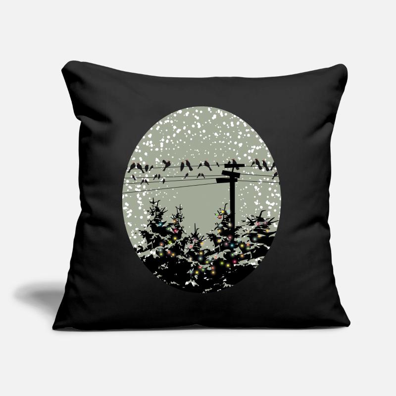 Birds on power line over illuminated trees Sofa pillow with filling 45cm x 45cm