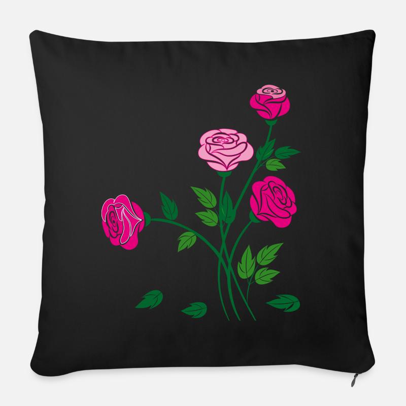 Rosen, Blumen, Garten - Sofakissen mit Füllung 45 x 45 cm - Schwarz