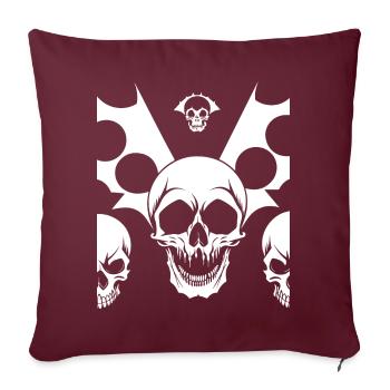 Horror Schädel Schädel Kunst Totenkopf Gothic Heavy Metal - Sofakissen mit Füllung 45 x 45 cm - Burgunderrot - Vorne
