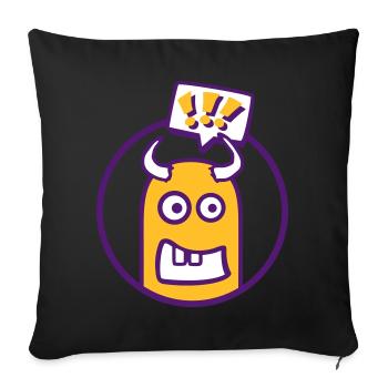 Niedliche Comic Figur (Ausrufezeichen, Kreis) - Sofakissen mit Füllung 45 x 45 cm - Schwarz - Vorne