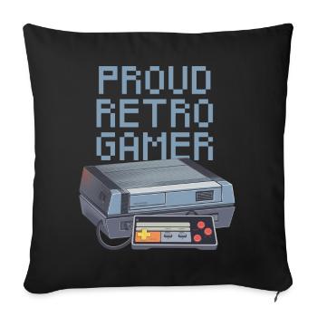 Stolzer Retro Gamer - leicht - Sofakissen mit Füllung 45 x 45 cm - Schwarz - Vorne