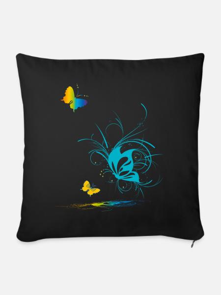 Schmetterlinge in Love Frühling - Sofakissen mit Füllung 45 x 45 cm - Schwarz