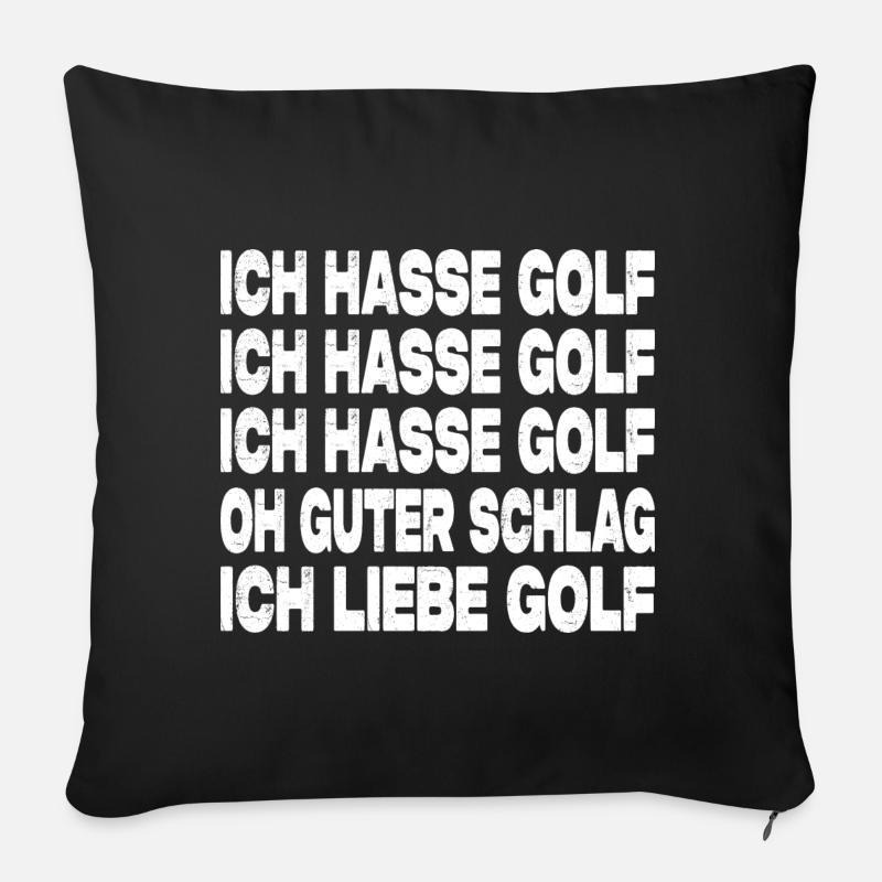 Ich Hasse Golf - Lustiger Golfer Spruch - Sofakissen mit Füllung 45 x 45 cm - Schwarz