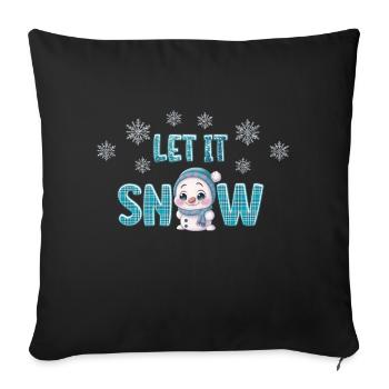Lass es schneien, blauer Schneemann - Sofakissen mit Füllung 45 x 45 cm - Schwarz - Vorne
