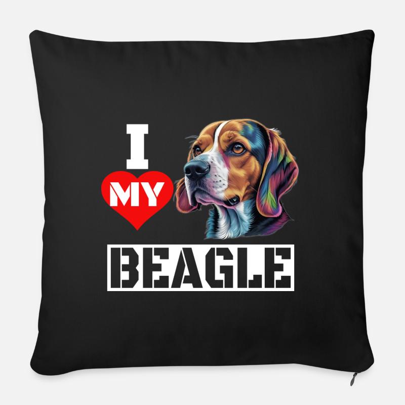 J’adore mon beagle - Coussin et housse de 45 x 45 cm - noir