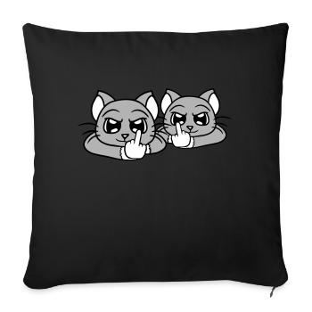 Nasty Cats Friends Middle Finger Insult Team - Sofa pillow with filling 45cm x 45cm - black - Front