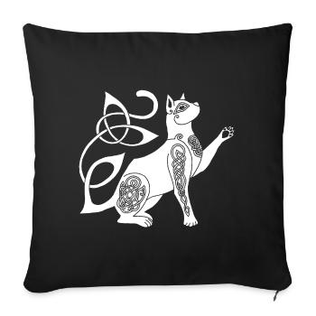 Chat blanc celte - Coussin et housse de 45 x 45 cm - noir - Devant