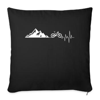 Herzschlag berge fahrrad weiß - Sofakissen mit Füllung 45 x 45 cm - Schwarz - Vorne