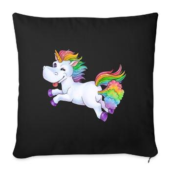 Einhorn Pups Furz Regenbogen Unicorn Rainbow Wolke - Sofakissen mit Füllung 45 x 45 cm - Schwarz - Vorne