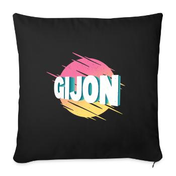 Gijon Spain City Font Vintage Retro - Sofa pillow with filling 45cm x 45cm - black - Front