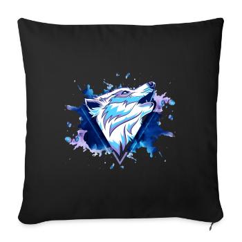 Wolf Wolfhead Predator Splash Grunge Art - Coussin et housse de 45 x 45 cm - noir - Devant