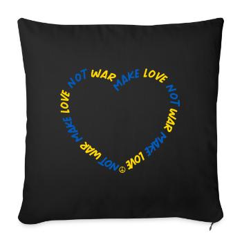 Faire l’amour Pas de guerre Paix Ukraine - Coussin et housse de 45 x 45 cm - noir - Devant