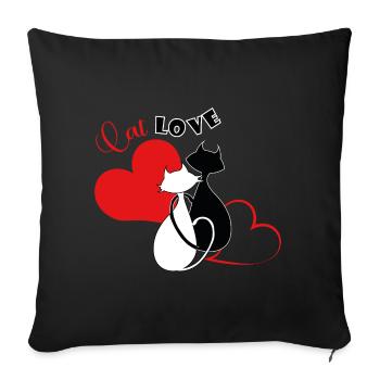 Cat love - Sofa pillow with filling 45cm x 45cm - black - Front