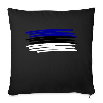 Drapeau de l’Estonie peint drapeau peint - Coussin et housse de 45 x 45 cm - noir - Devant