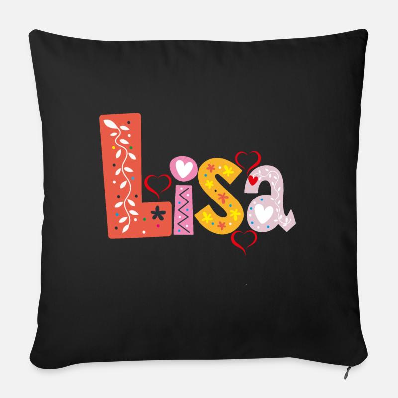 Personalized Lisa Name - Sofa pillow with filling 45cm x 45cm - black