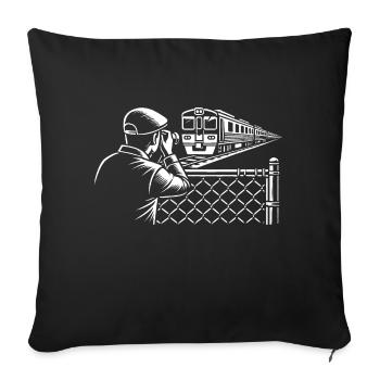 La fascination du trainspotting – pour les amateurs de chemins de fer - Coussin et housse de 45 x 45 cm - noir - Devant