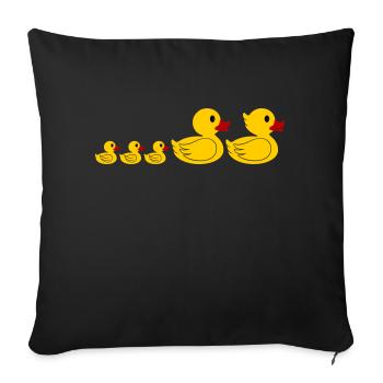 Famille de canards - Coussin et housse de 45 x 45 cm - noir - Devant