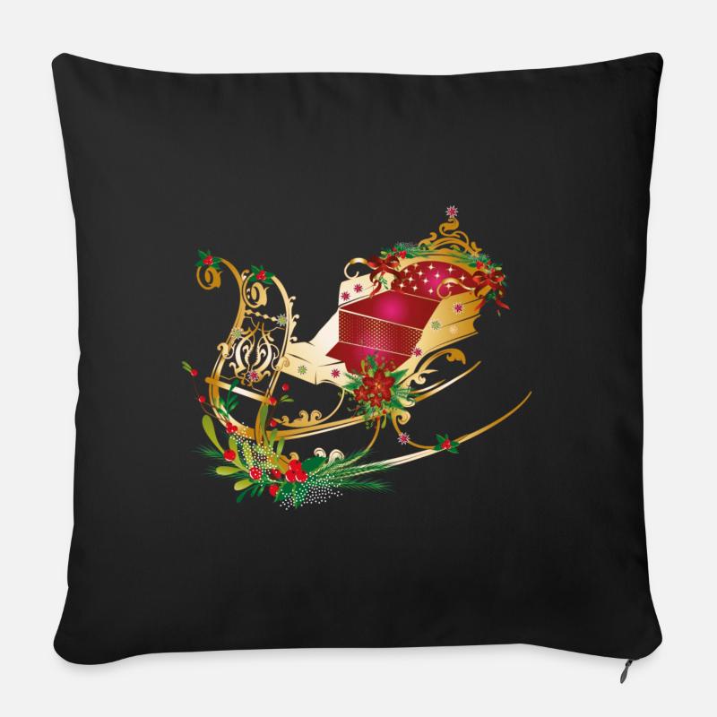 Pferdeschlitten weihnachtlich geschmückt - Sofakissen mit Füllung 45 x 45 cm - Schwarz