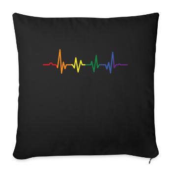 LGBT Regenbogen Schwul Herz Homosexualität - Sofakissen mit Füllung 45 x 45 cm - Schwarz - Vorne