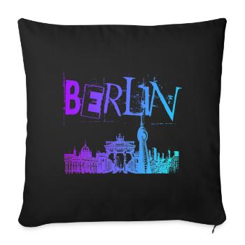 Berlin Skyline Panorama - Coussin et housse de 45 x 45 cm - noir - Devant