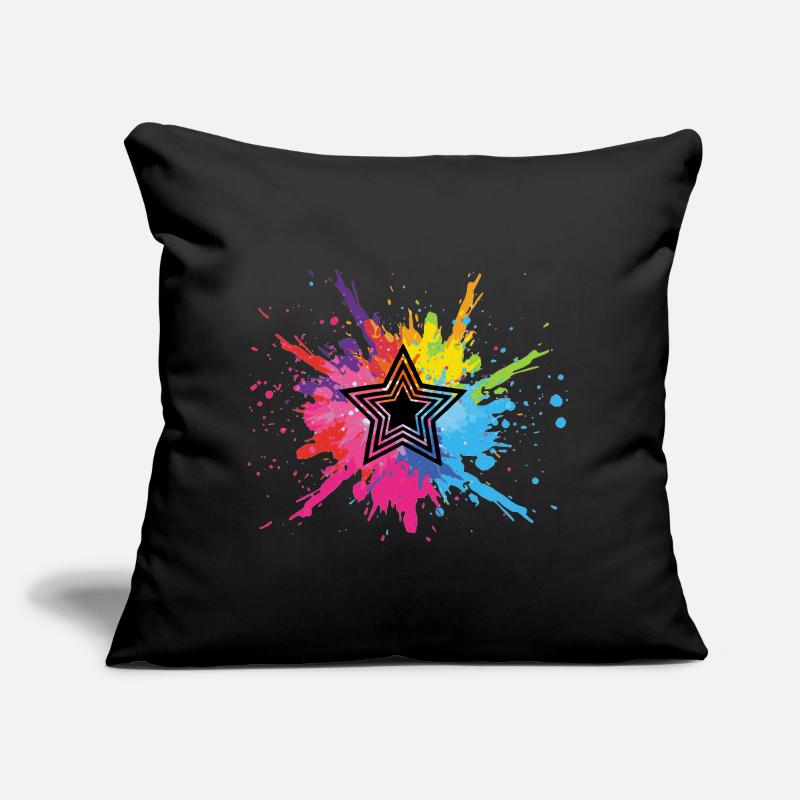 étoile noire et explosion multicolore Coussin et housse de 45 x 45 cm