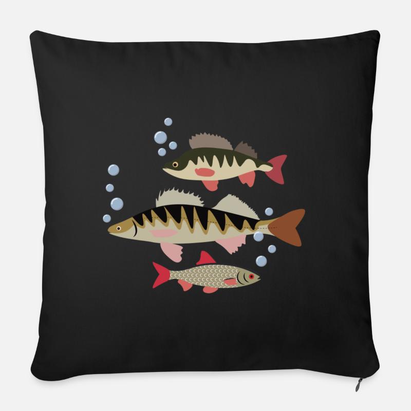 Poisson - Coussin et housse de 45 x 45 cm - noir
