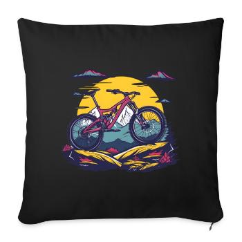 Portrait en VTT - Coussin et housse de 45 x 45 cm - noir - Devant