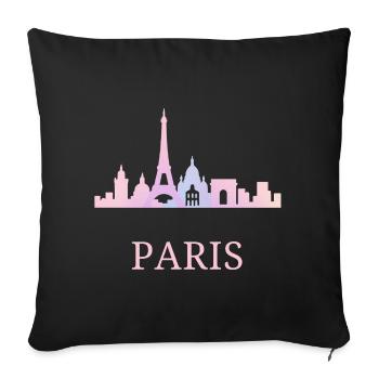 Ambiance pastel de la silhouette de la ligne d’horizon de Paris - Coussin et housse de 45 x 45 cm - noir - Devant