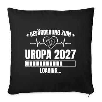 Uropa 2027 Loading – Beförderung zum Uropa - Sofakissen mit Füllung 45 x 45 cm - Schwarz - Vorne