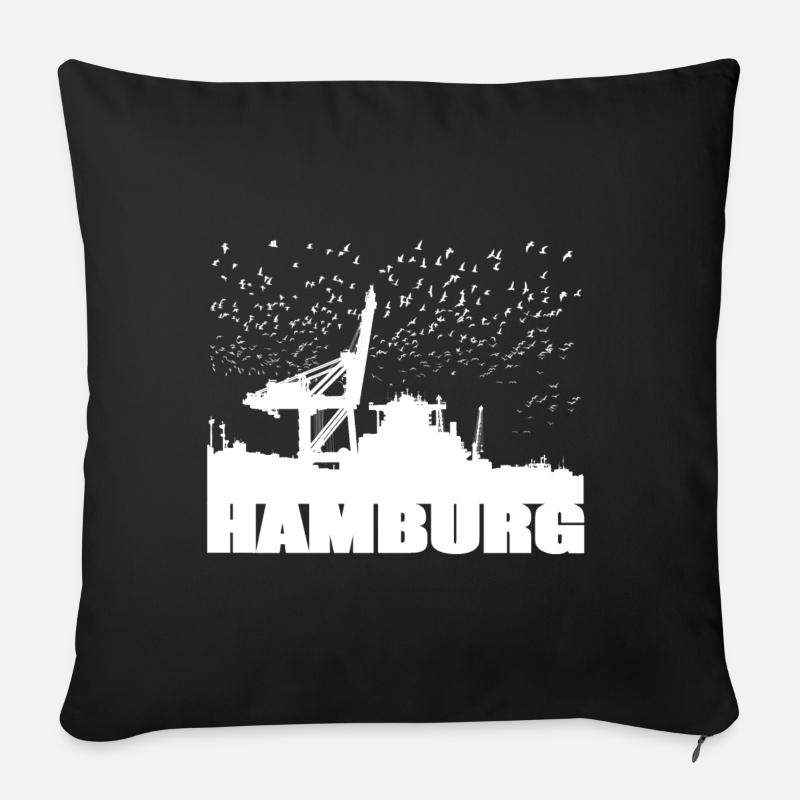 Hamburger Hafen - Sofakissen mit Füllung 45 x 45 cm - Schwarz
