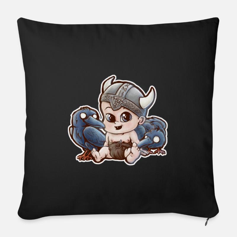 Odin Wikinger Baby - Sofakissen mit Füllung 45 x 45 cm - Schwarz