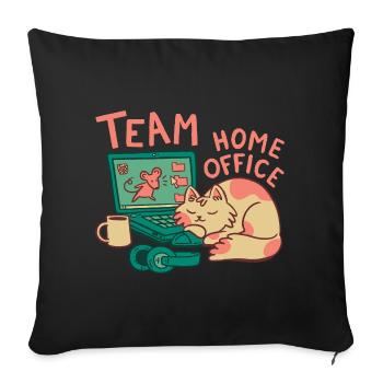 Team Home Office Katze - Sofakissen mit Füllung 45 x 45 cm - Schwarz - Vorne
