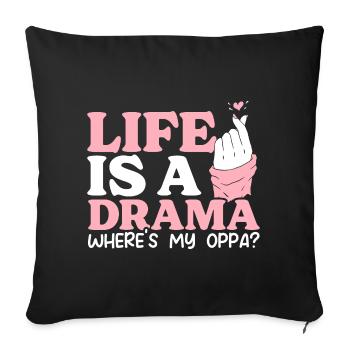 Drame Kdrama coréen drôle, - Coussin et housse de 45 x 45 cm - noir - Devant