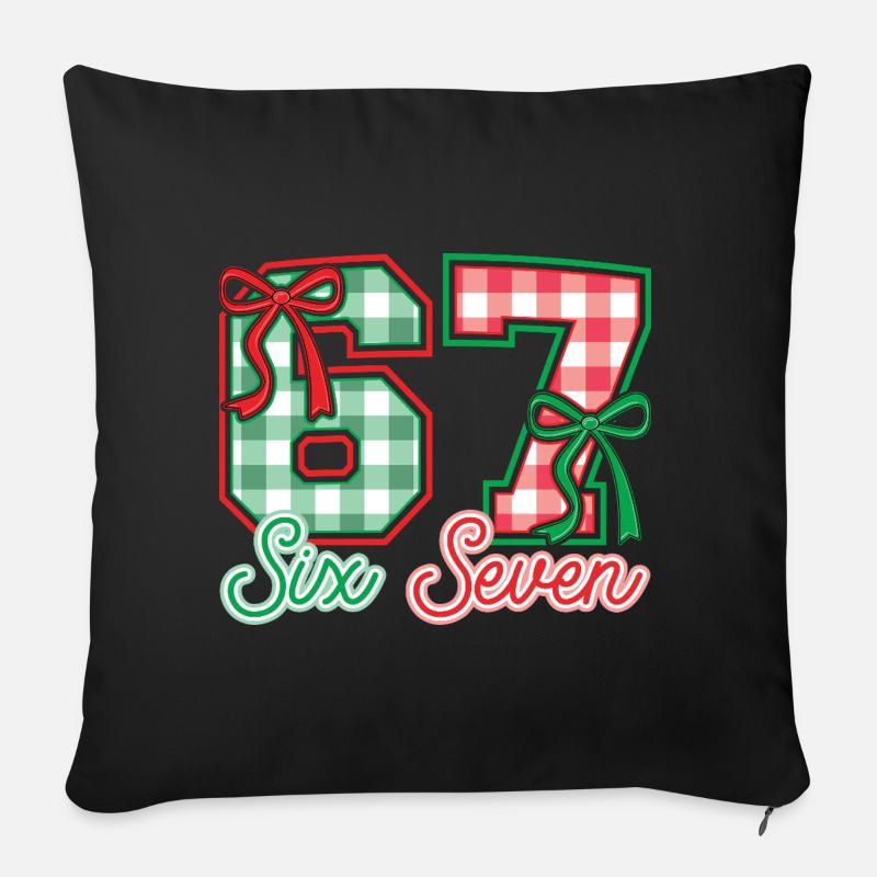 Festliche 67 Gingham-Bögen - Sofakissen mit Füllung 45 x 45 cm - Schwarz
