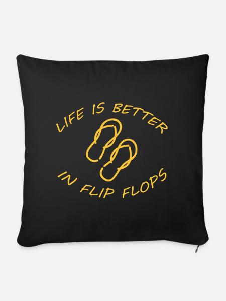 LIFE IS BETTER IN FLIP FLOPS - Sofakissen mit Füllung 45 x 45 cm - Schwarz