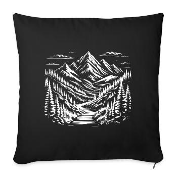 Mountain sketch landscape - Sofa pillow with filling 45cm x 45cm - black - Front