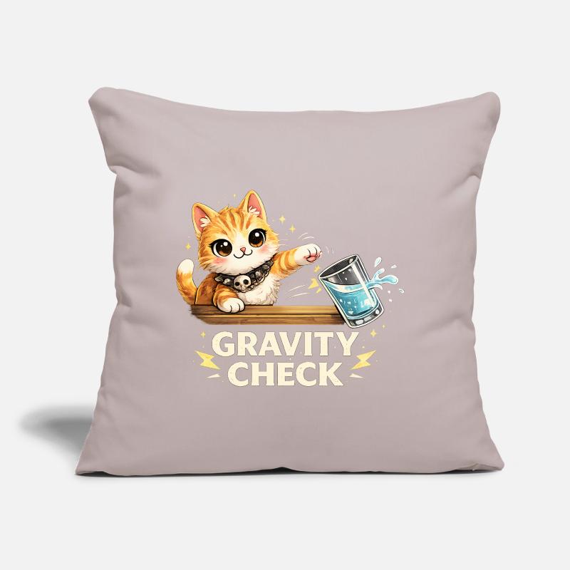 Déclaration drôle de chat Gravity Check Coussin et housse de 45 x 45 cm