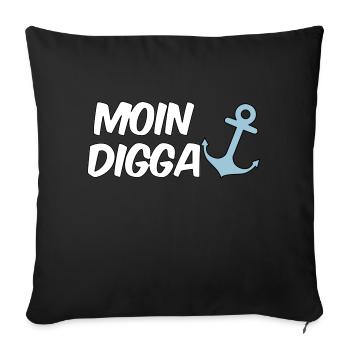 Moin Digga Hamburg - Sofakissen mit Füllung 45 x 45 cm - Schwarz - Vorne