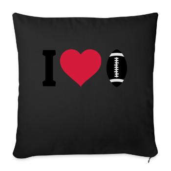I love football - Sofa pillow with filling 45cm x 45cm - black - Front