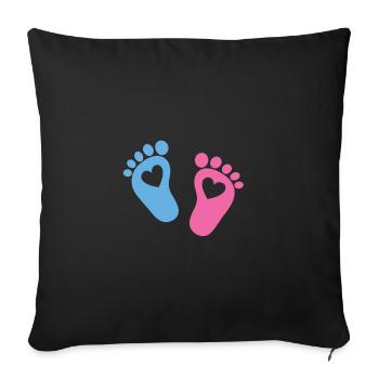 Baby feet with hearts - Sofa pillow with filling 45cm x 45cm - black - Front