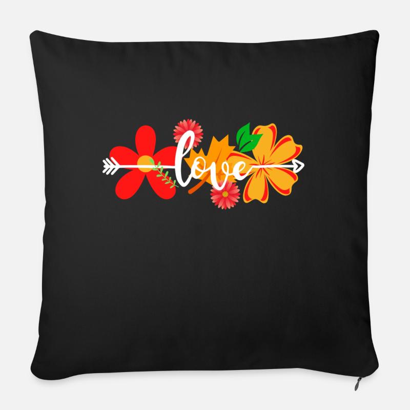 Amour de printemps - Coussin et housse de 45 x 45 cm - noir