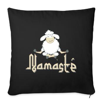 Namasté – niedliches, meditierendes Schaf - Sofakissen mit Füllung 45 x 45 cm - Schwarz - Vorne