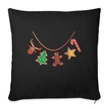 Cookie Necklace Christmas Gingerbread Candy Cane - Sofa pillow with filling 45cm x 45cm - black - Front