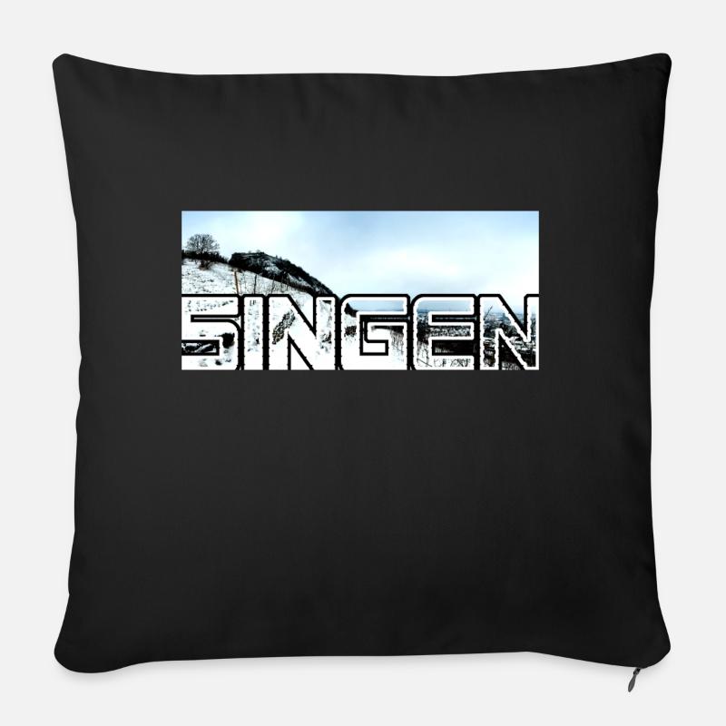 Singen Schnee überlappend modern Januar - Sofakissen mit Füllung 45 x 45 cm - Schwarz